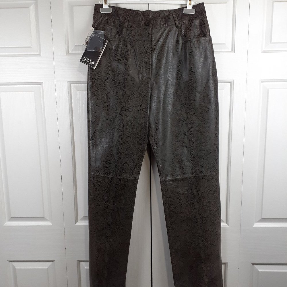 Adler Collection Genuine Leather Snake Print Jeans